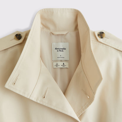 Abercrombie 100% Cotton Mock Neck Belted Mid-Length Trench Coat