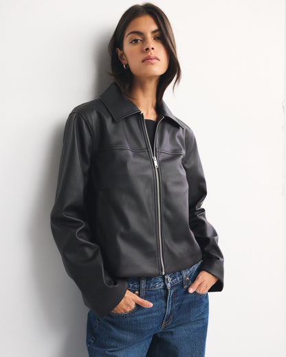 Abercrombie Relaxed Vegan Leather Zip Jacket