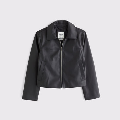 Abercrombie Relaxed Vegan Leather Zip Jacket