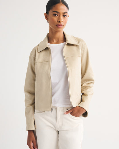 Abercrombie Relaxed Vegan Leather Zip Jacket