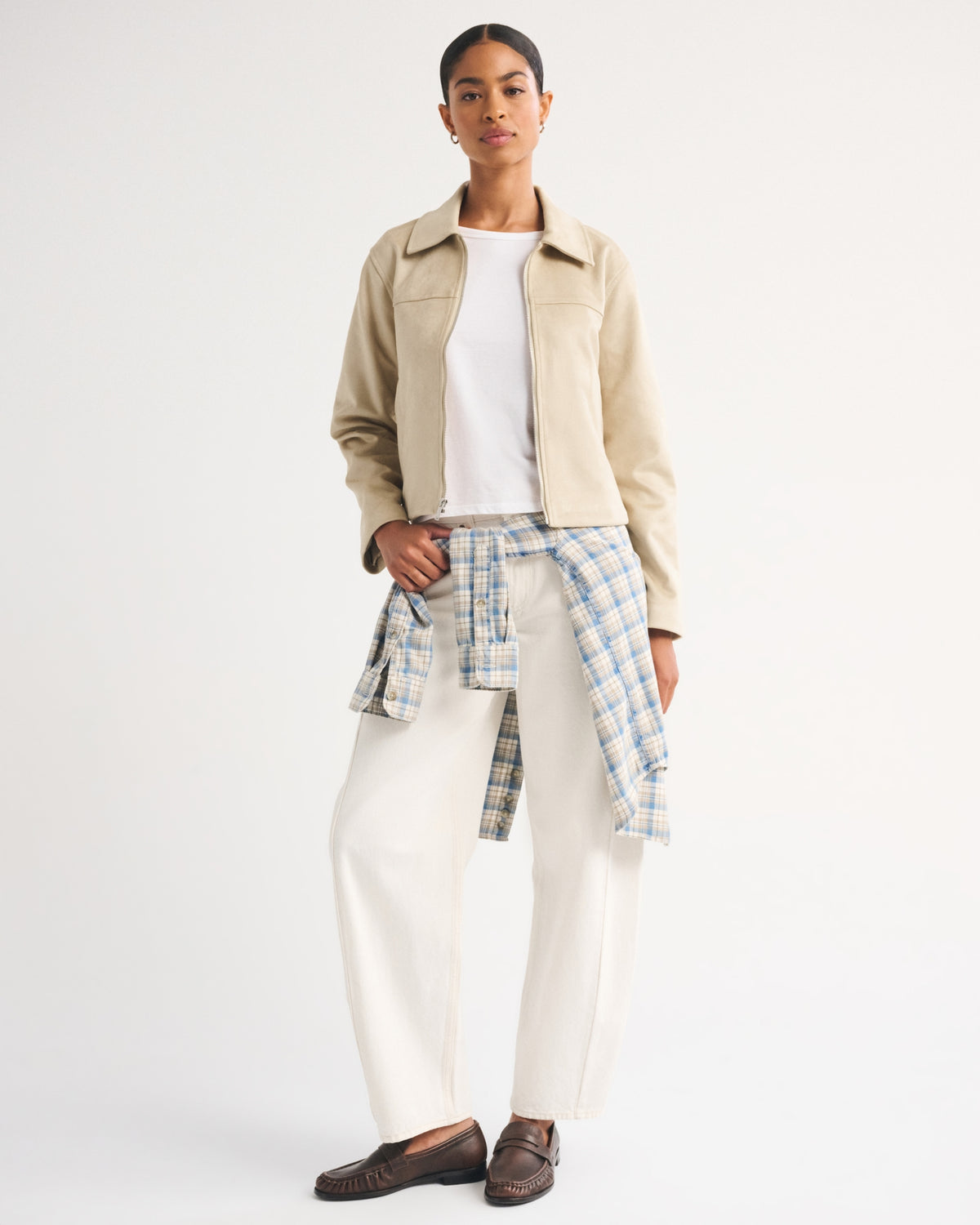 Abercrombie Relaxed Vegan Leather Zip Jacket