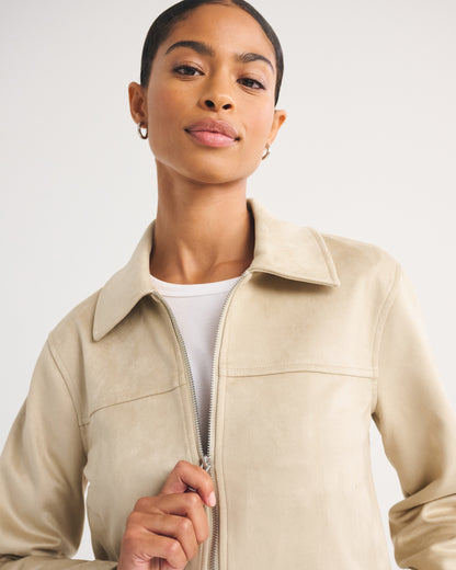 Abercrombie Relaxed Vegan Leather Zip Jacket