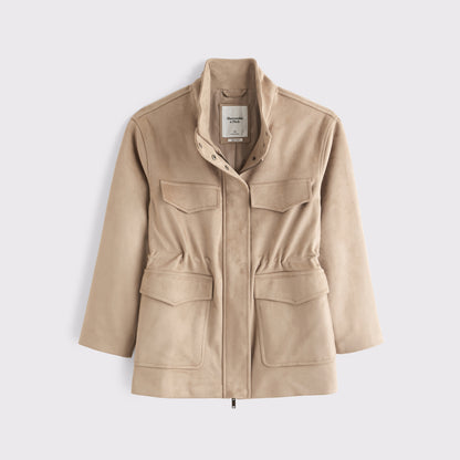 Abercrombie Vegan Suede Cinched Mock Neck Jacket