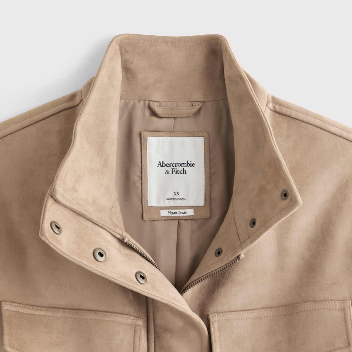 Abercrombie Vegan Suede Cinched Mock Neck Jacket