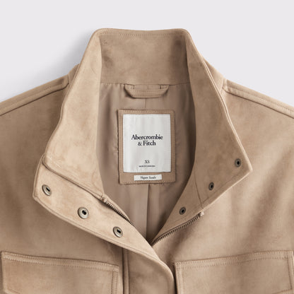 Abercrombie Vegan Suede Cinched Mock Neck Jacket