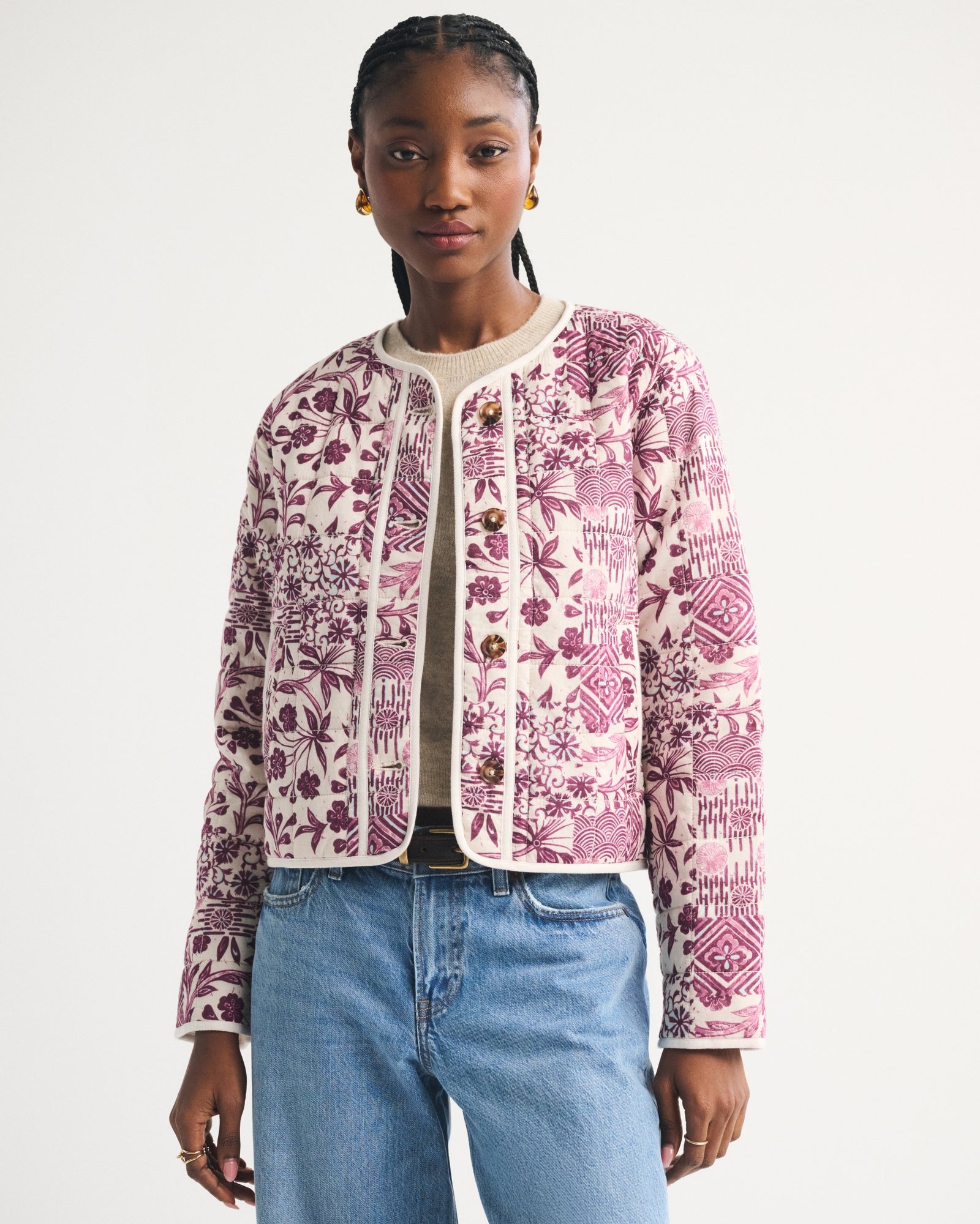 Abercrombie Collarless Quilted Jacket