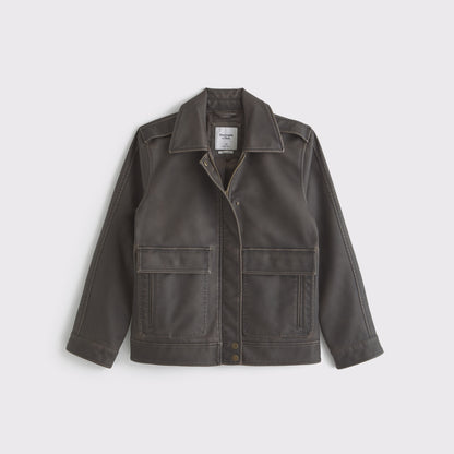 Abercrombie Straight Cut Vegan Leather Jacket