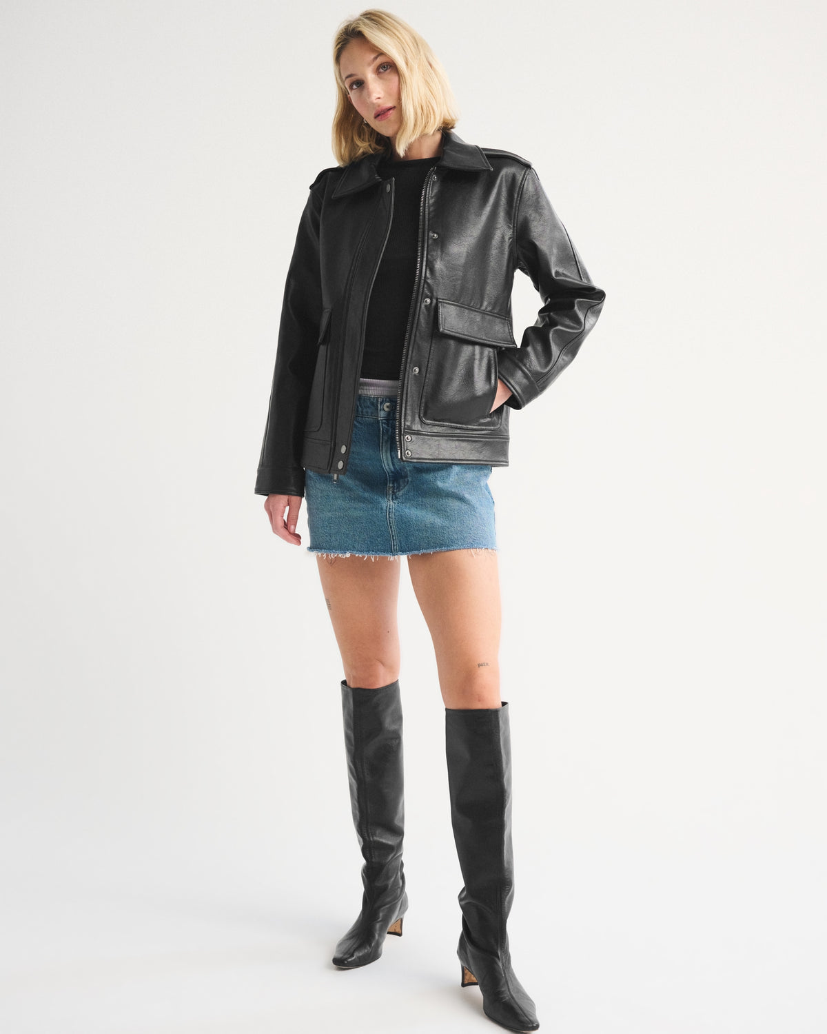 Abercrombie Straight Cut Vegan Leather Jacket