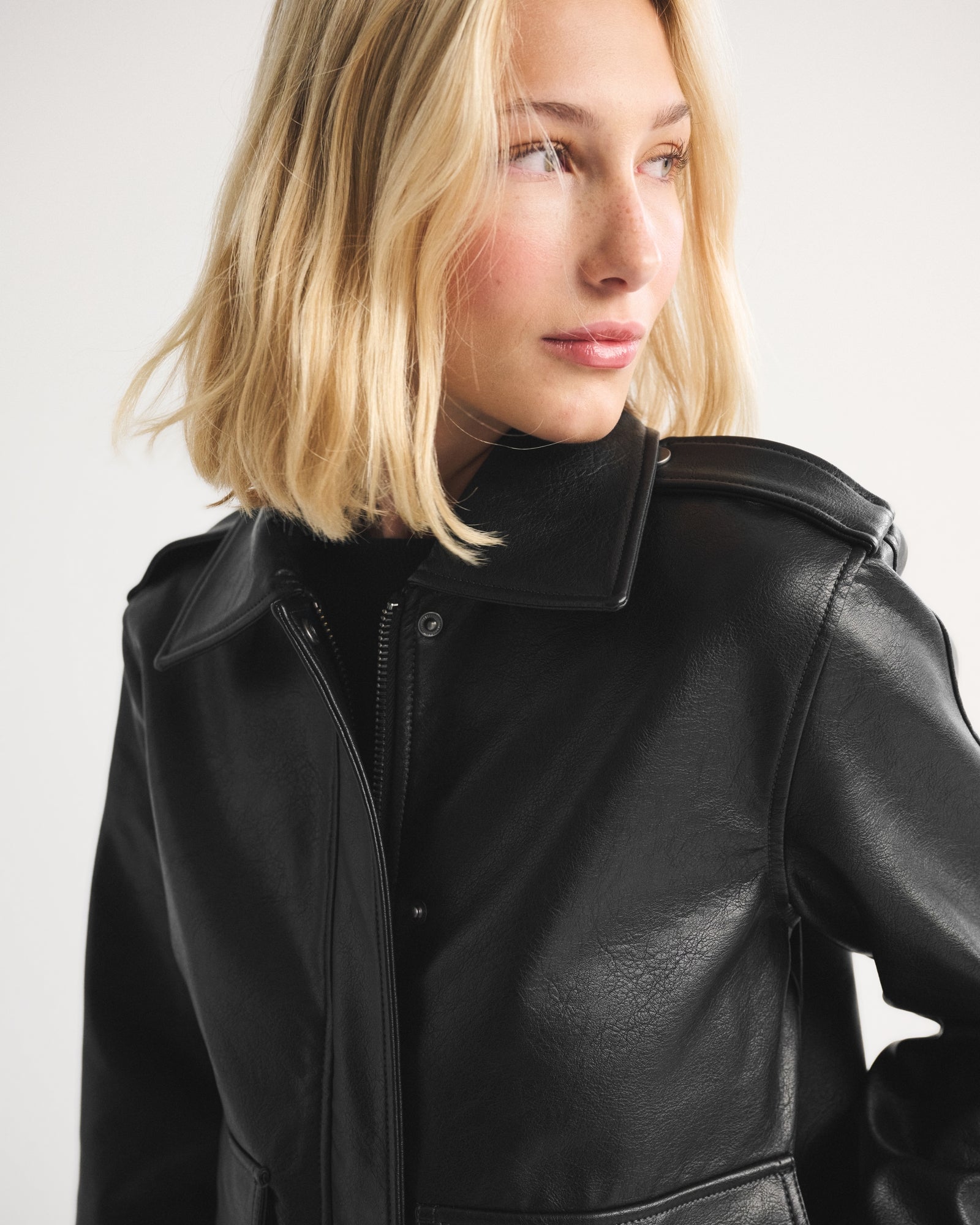 Abercrombie Straight Cut Vegan Leather Jacket