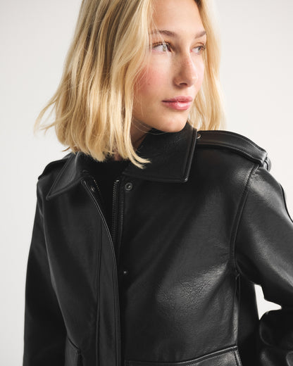 Abercrombie Straight Cut Vegan Leather Jacket