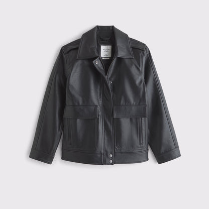 Abercrombie Straight Cut Vegan Leather Jacket