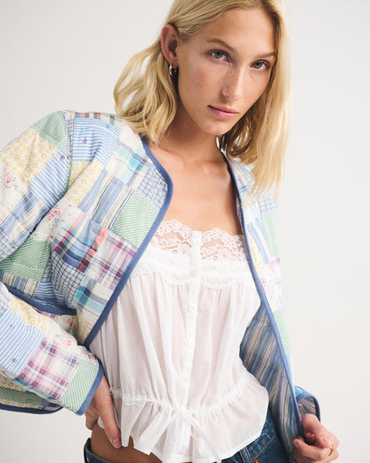 Abercrombie Collarless Quilted Jacket