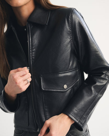 Abercrombie Short Vegan Leather Utility Jacket