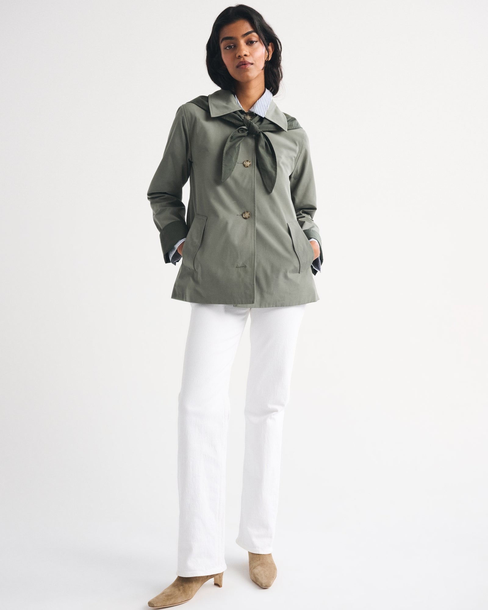 Abercrombie A-Line Removable Scarf Trench Coat