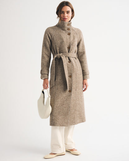 Abercrombie Funnel Neck Wool-Blend Long Coat