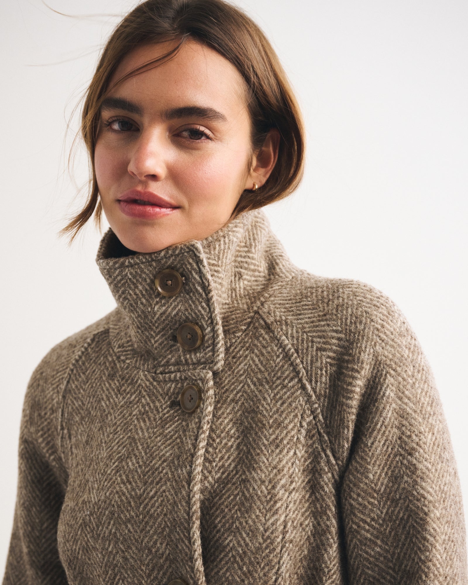 Abercrombie Funnel Neck Wool-Blend Long Coat