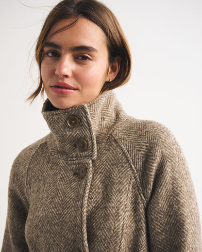 Abercrombie Funnel Neck Wool-Blend Long Coat