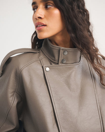 Abercrombie A&F West Village Vegan Leather Bomber Jacket