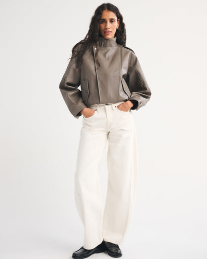 Abercrombie A&F West Village Vegan Leather Bomber Jacket