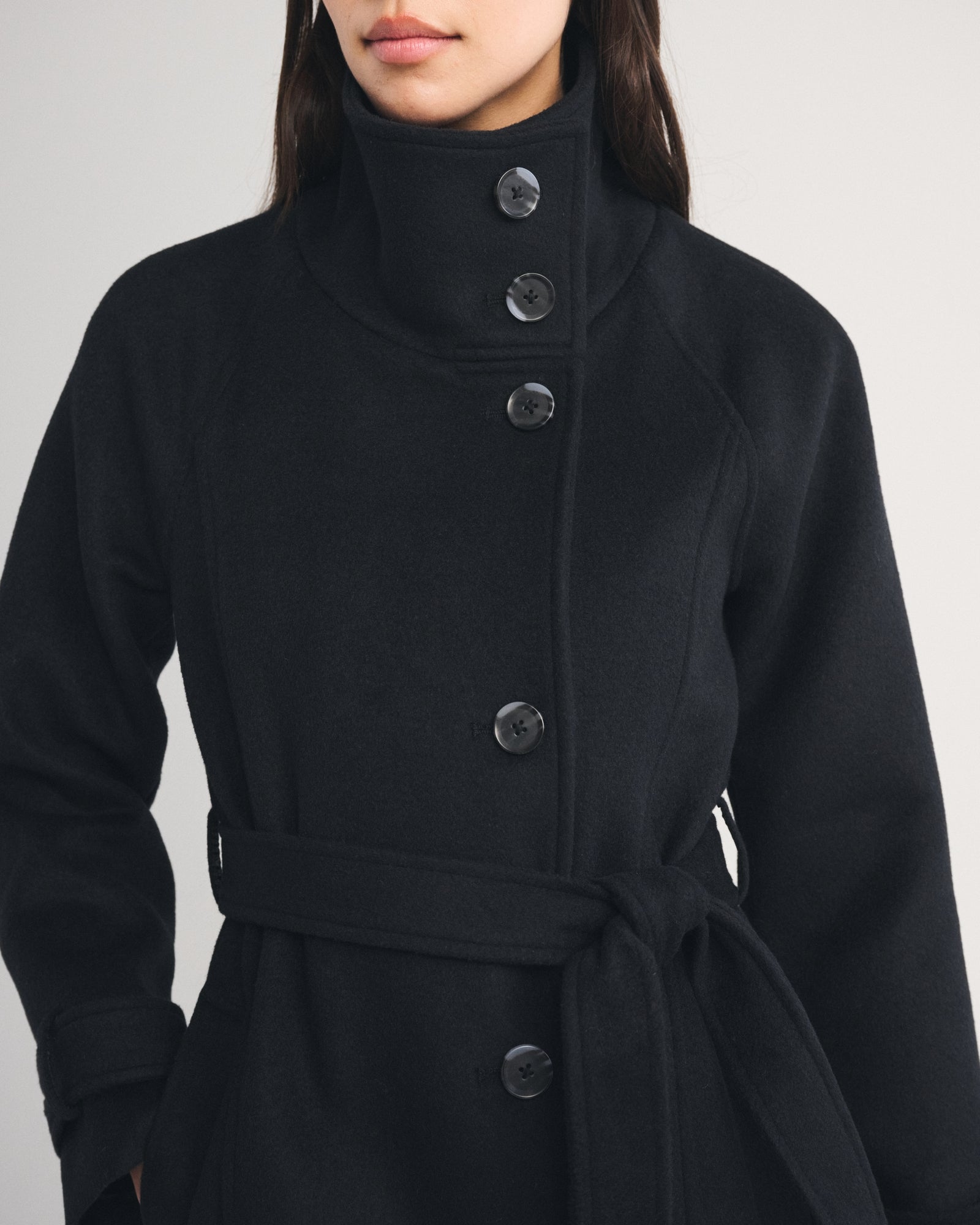 Abercrombie Funnel Neck Wool-Blend Long Coat
