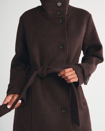 Abercrombie Funnel Neck Wool-Blend Long Coat