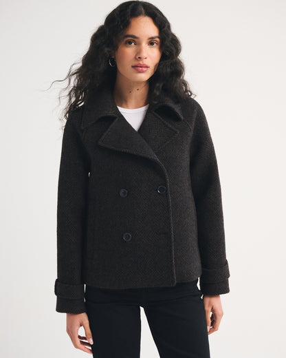 Abercrombie A&F Carrie Short Wool-Blend Trench Coat