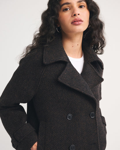 Abercrombie A&F Carrie Short Wool-Blend Trench Coat