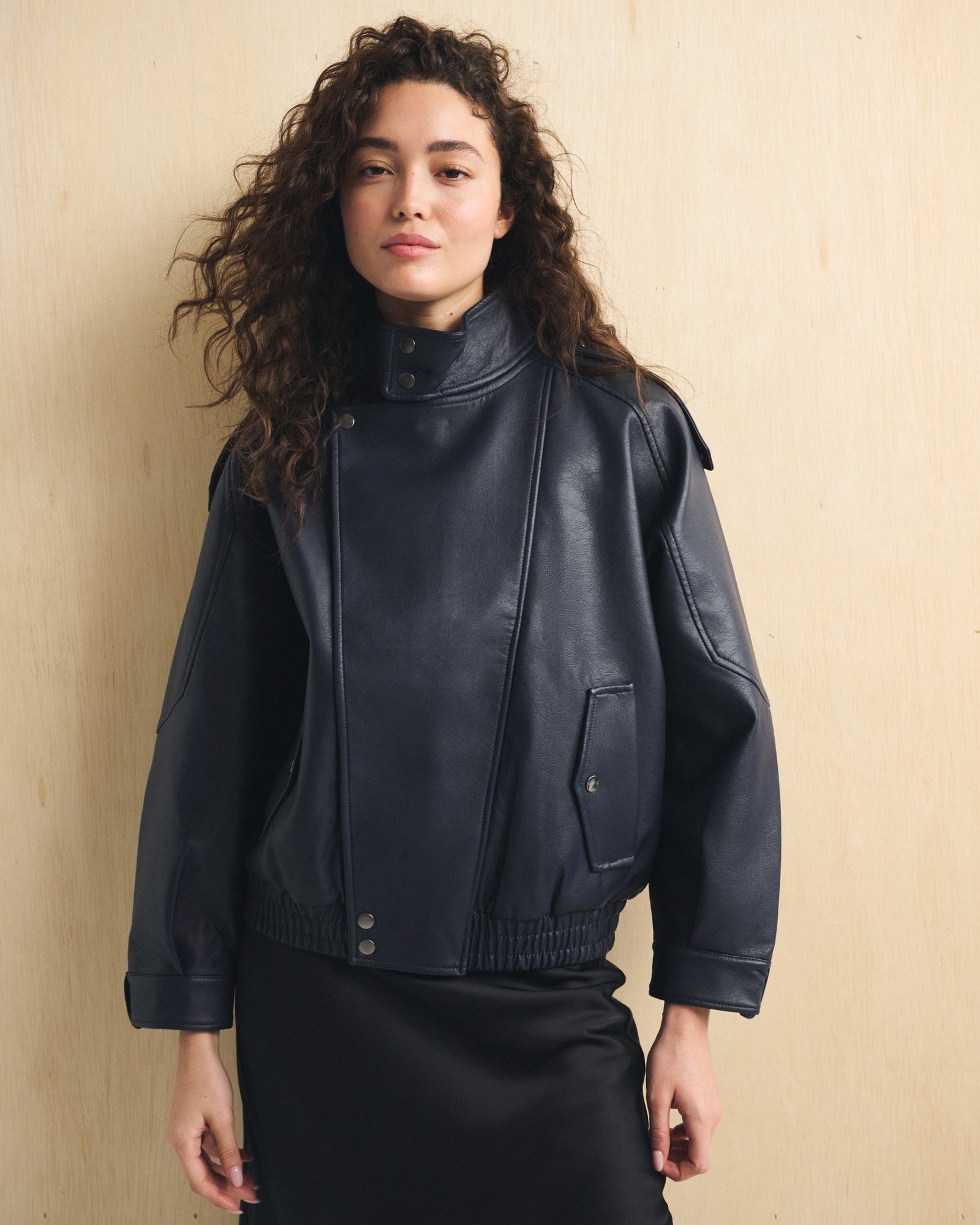 Abercrombie A&F West Village Vegan Leather Bomber Jacket