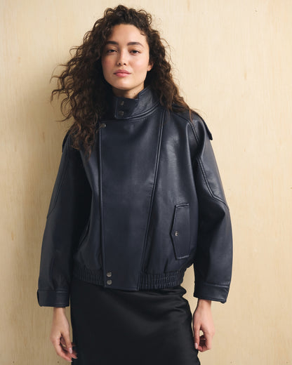 Abercrombie A&F West Village Vegan Leather Bomber Jacket
