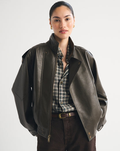 Abercrombie A&F West Village Vegan Leather Bomber Jacket