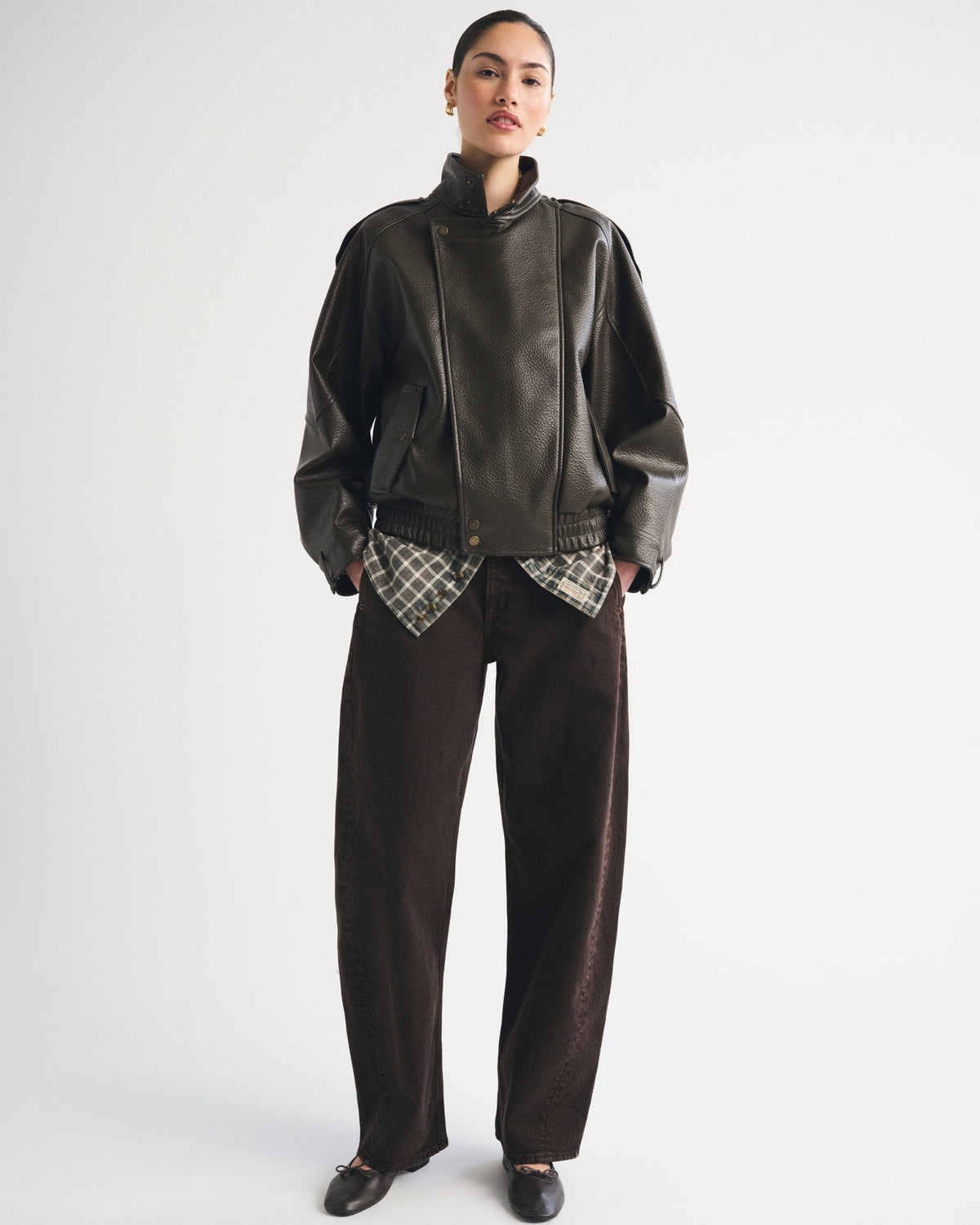 Abercrombie A&F West Village Vegan Leather Bomber Jacket
