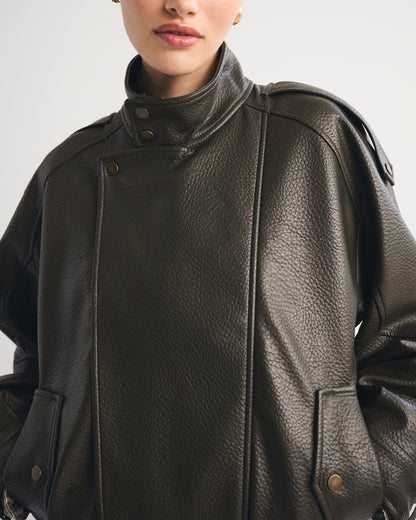 Abercrombie A&F West Village Vegan Leather Bomber Jacket