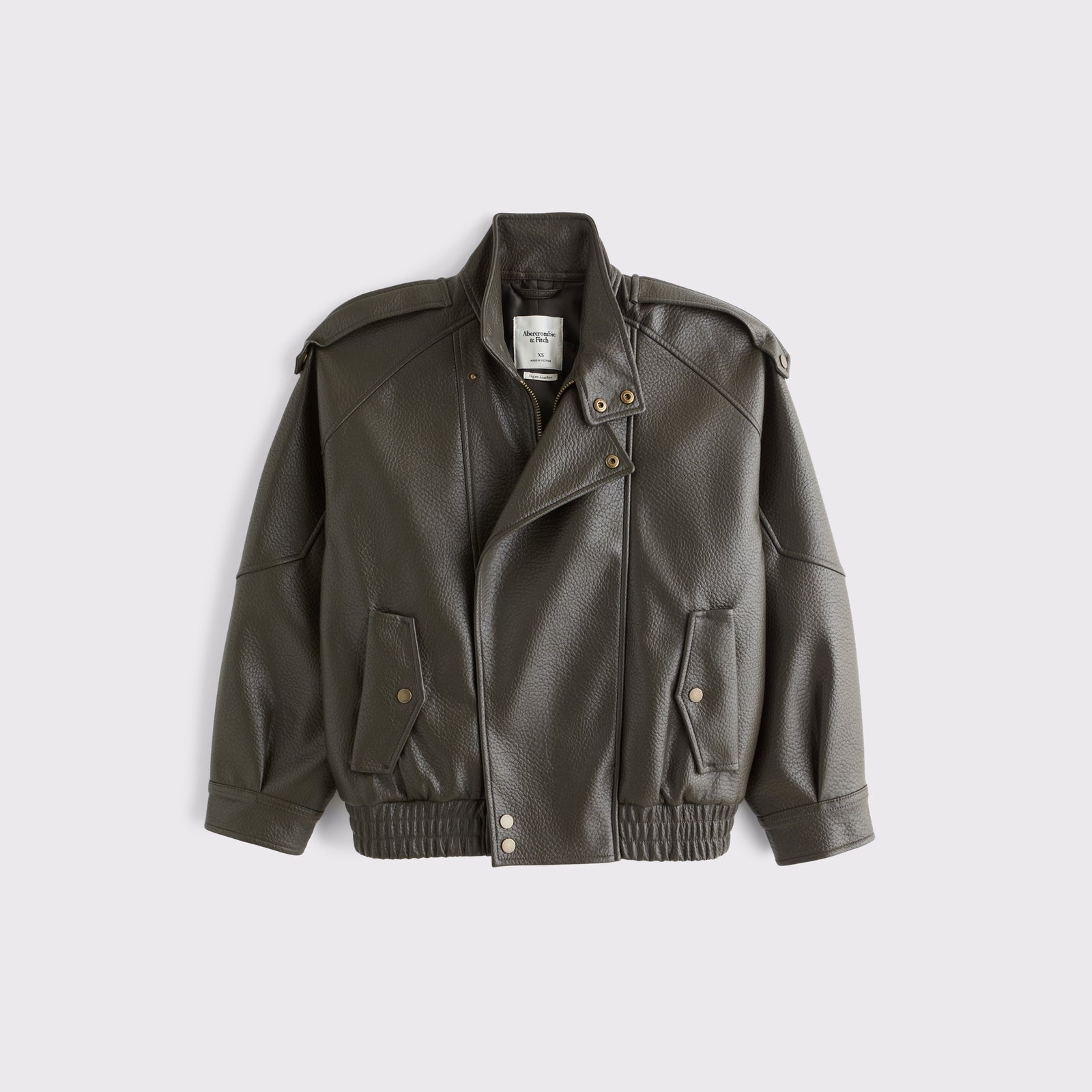 Abercrombie A&F West Village Vegan Leather Bomber Jacket
