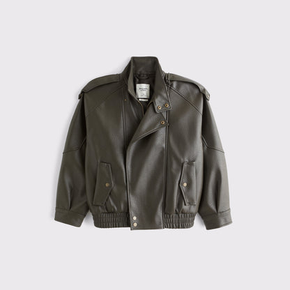 Abercrombie A&F West Village Vegan Leather Bomber Jacket
