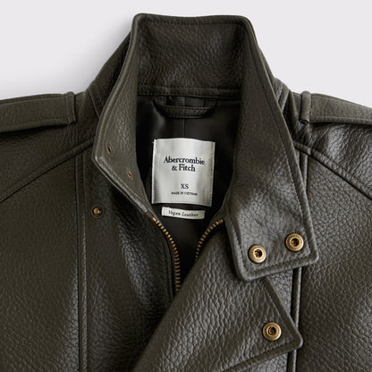 Abercrombie A&F West Village Vegan Leather Bomber Jacket