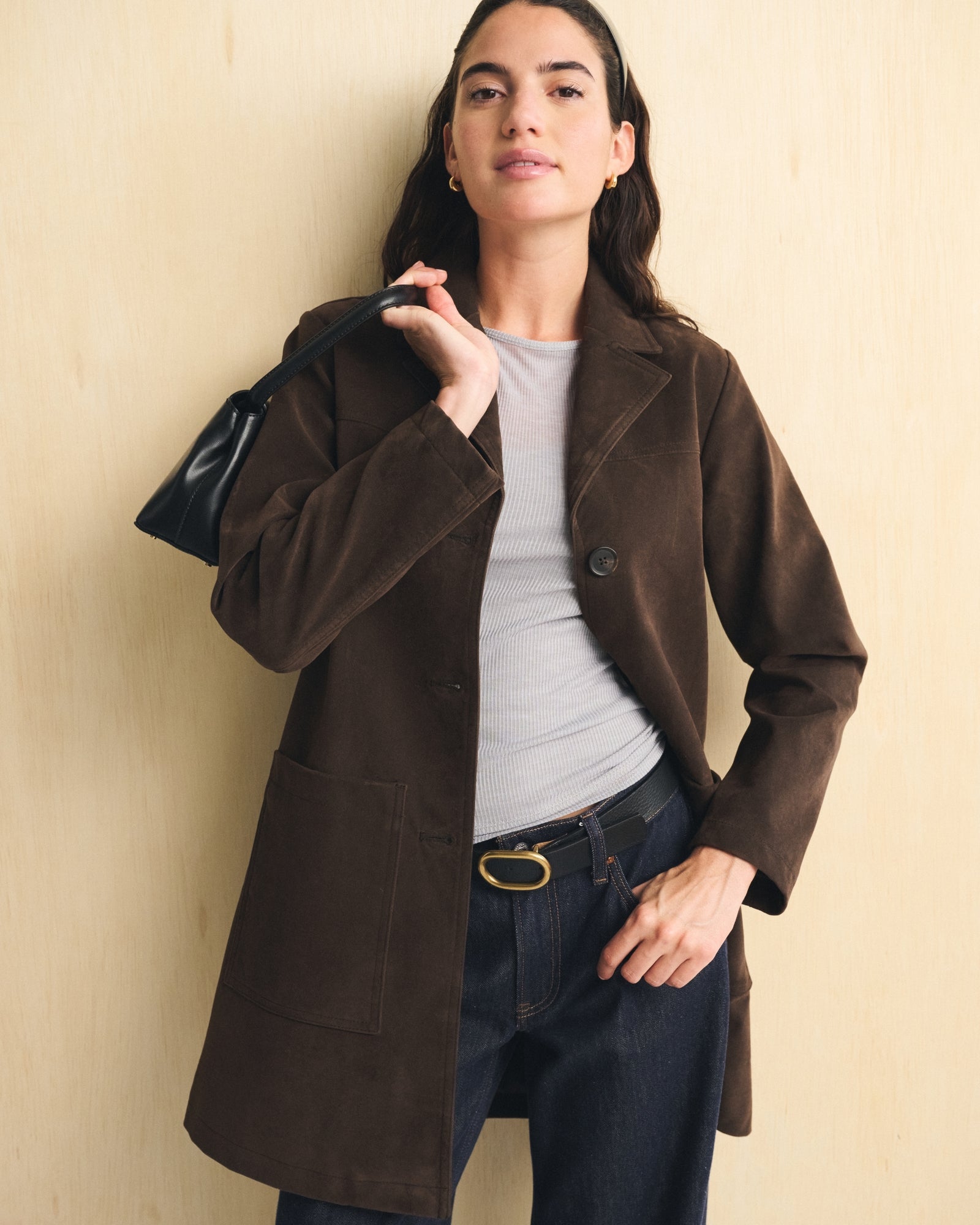Abercrombie Longline Vegan Suede Jacket