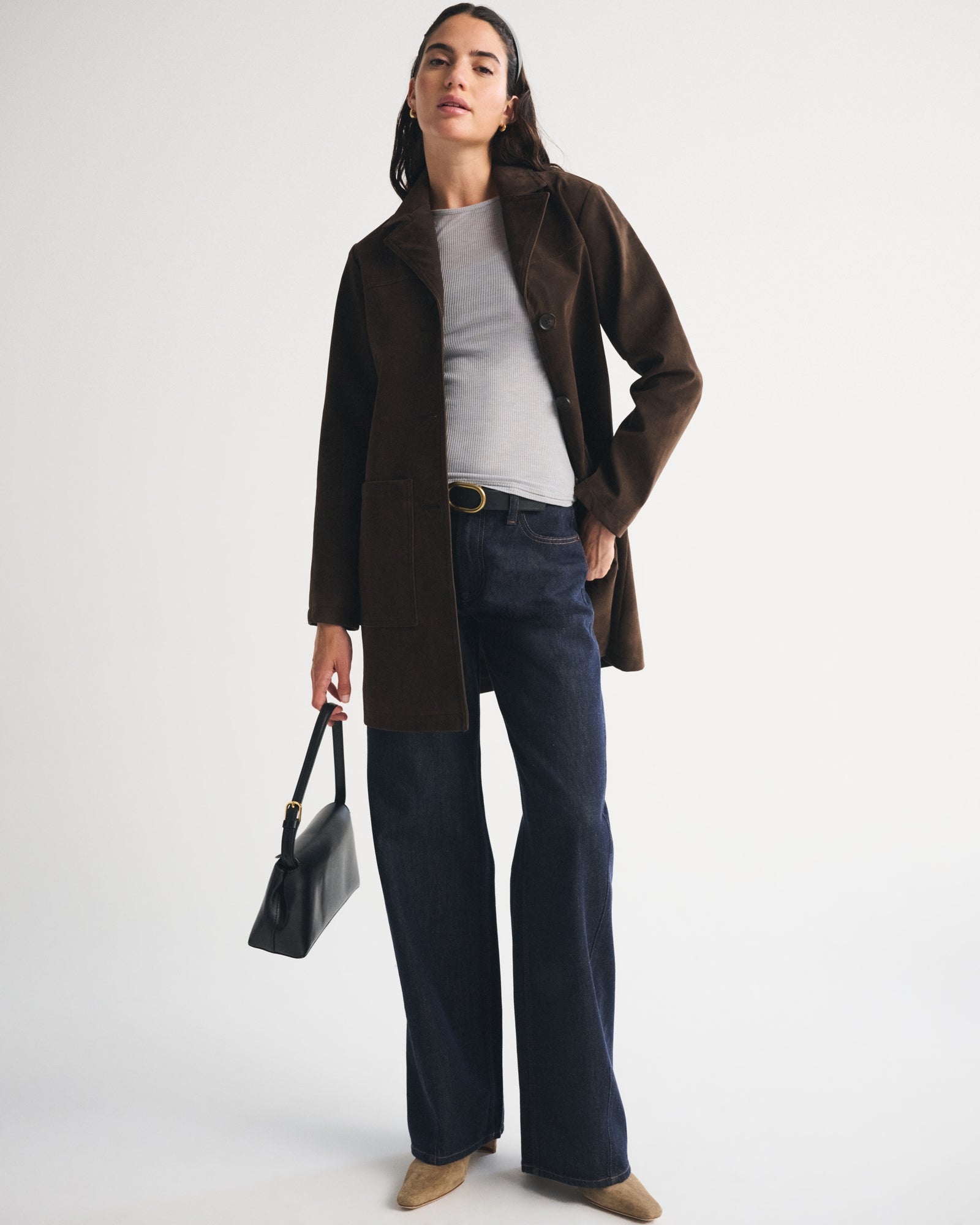Abercrombie Longline Vegan Suede Jacket