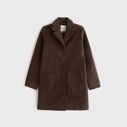 Abercrombie Longline Vegan Suede Jacket