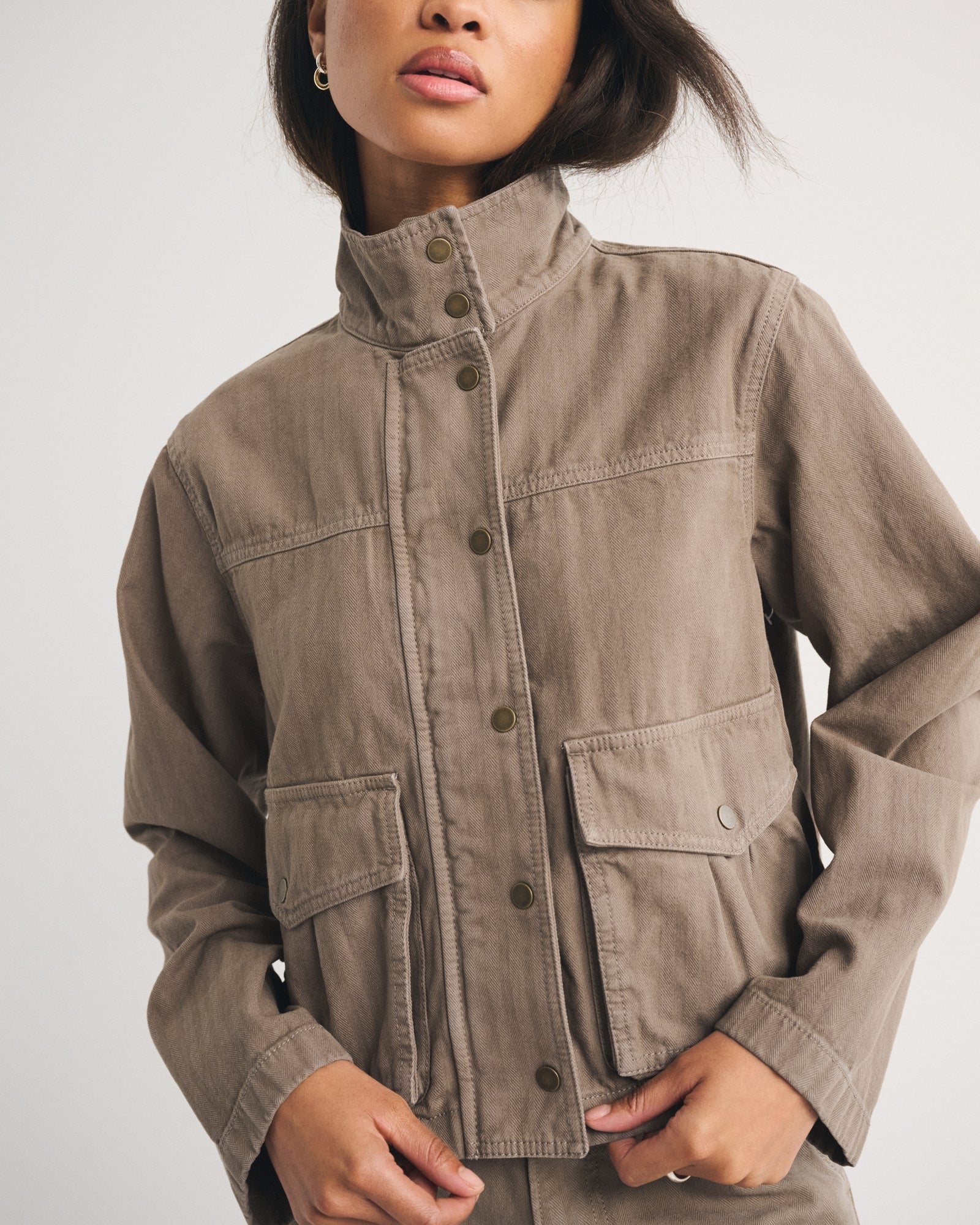 Abercrombie Mock Neck Denim Barn Jacket