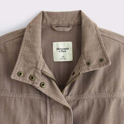 Abercrombie Mock Neck Denim Barn Jacket