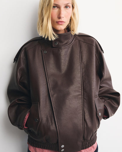Abercrombie A&F West Village Vegan Leather Bomber Jacket