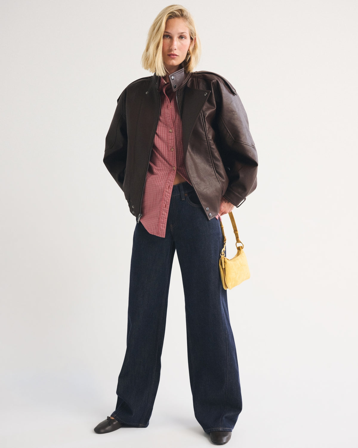 Abercrombie A&F West Village Vegan Leather Bomber Jacket