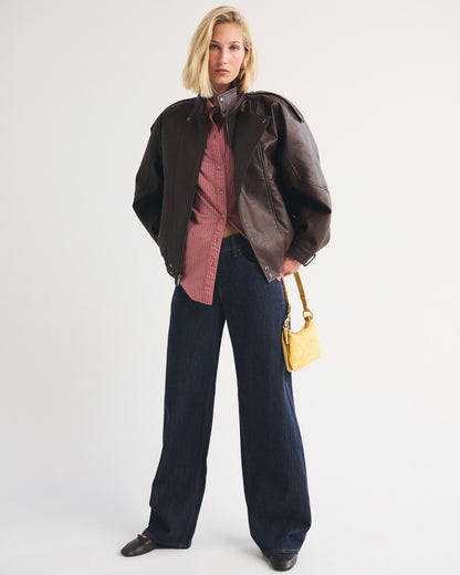 Abercrombie A&F West Village Vegan Leather Bomber Jacket