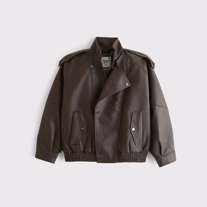 Abercrombie A&F West Village Vegan Leather Bomber Jacket