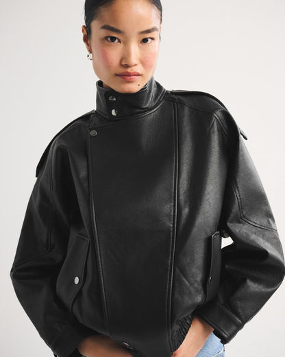 Abercrombie A&F West Village Vegan Leather Bomber Jacket