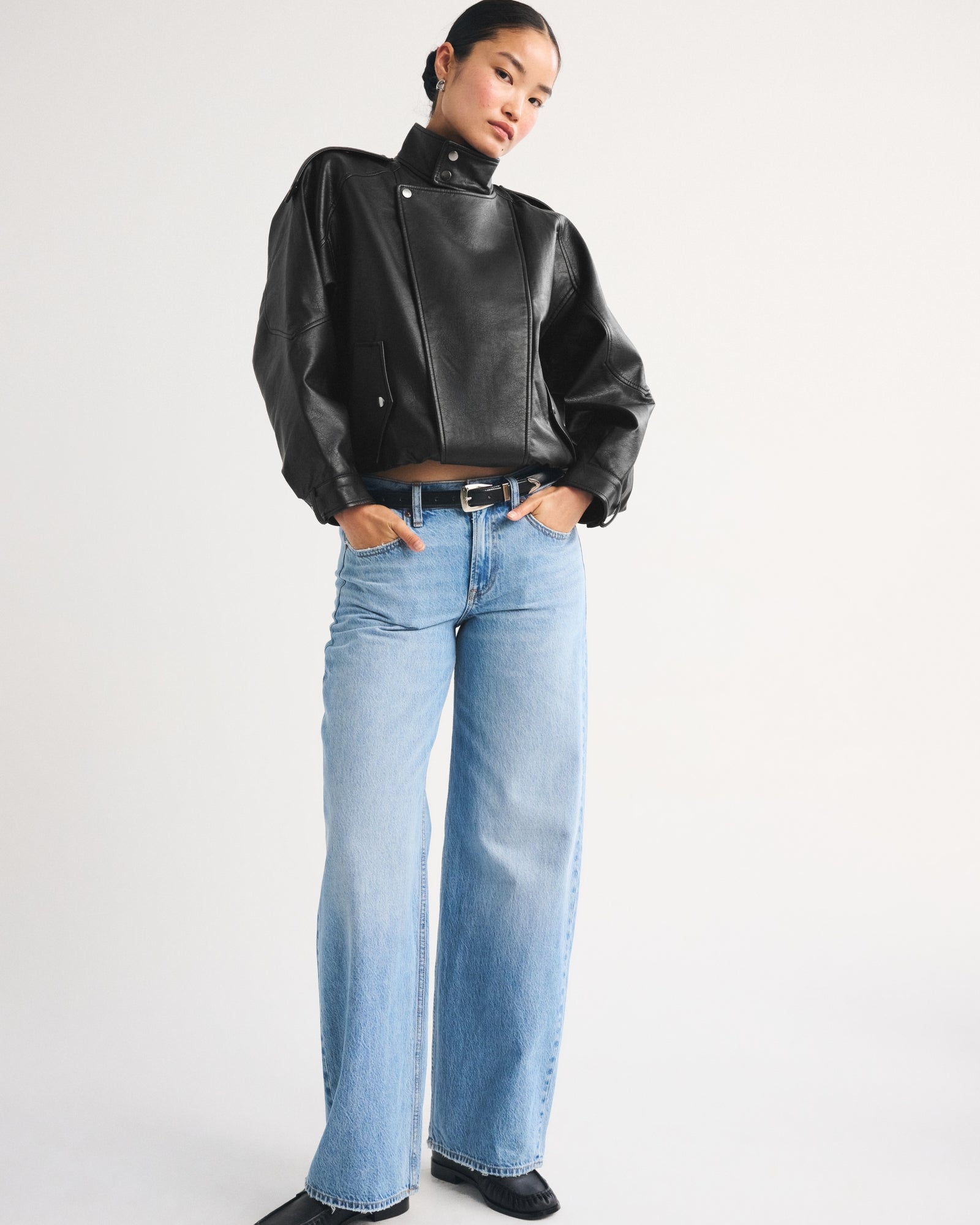 Abercrombie A&F West Village Vegan Leather Bomber Jacket