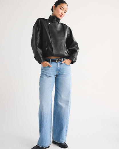 Abercrombie A&F West Village Vegan Leather Bomber Jacket
