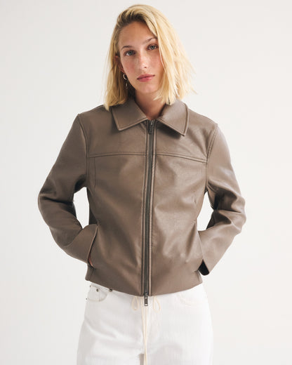 Abercrombie Slim Zip Vegan Leather Jacket