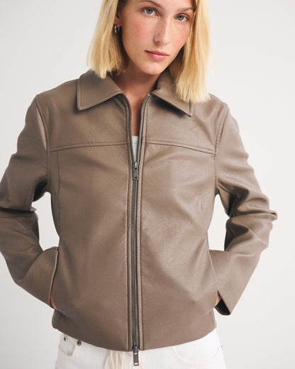 Abercrombie Slim Zip Vegan Leather Jacket