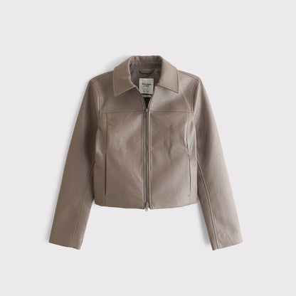 Abercrombie Slim Zip Vegan Leather Jacket
